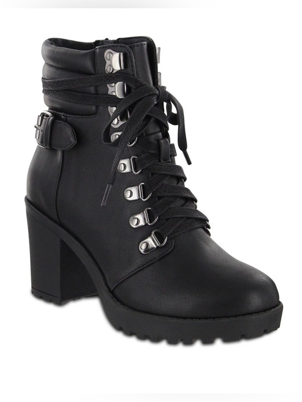 Women's Annamaria Block Heel Lug Sole Biker Boots